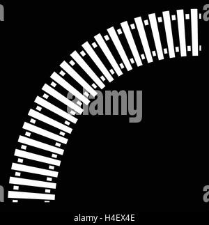 Geschwungene Bahnstrecke, Rail Track Silhouette isoliert Stock Vektor