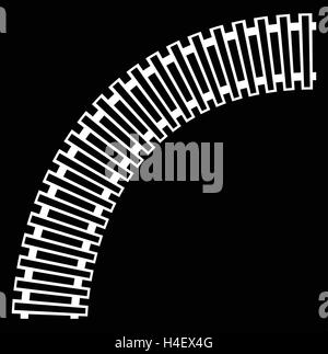 Geschwungene Bahnstrecke, Rail Track Silhouette isoliert Stock Vektor