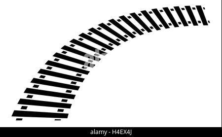 Geschwungene Bahnstrecke, Rail Track Silhouette isoliert Stock Vektor
