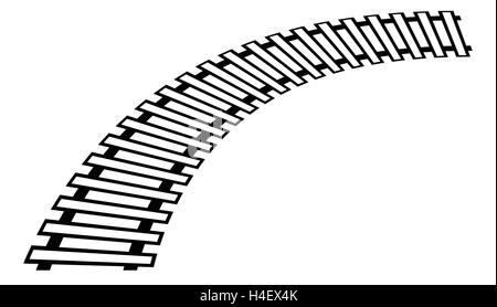 Geschwungene Bahnstrecke, Rail Track Silhouette isoliert Stock Vektor