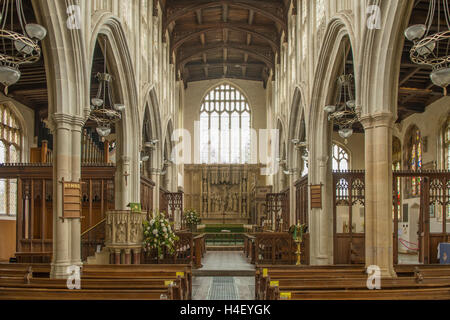 Chor und Altar der Holy Trinity Church, Long Melford, Suffolk, England Stockfoto