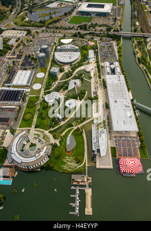 Luftaufnahme, Volkswagen Werk Wolfsburg, Autostadt und Ritz Carlton Hotel, Niedersachsen, Deutschland Stockfoto