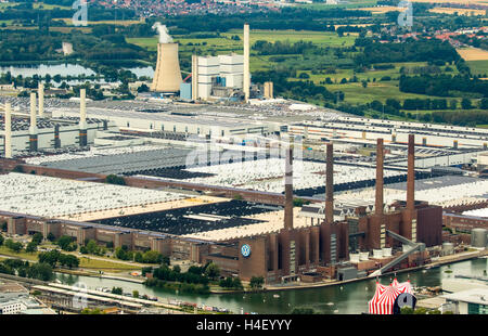 Luftaufnahme, Volkswagenwerk mit Heizwerk VW Südstraße, Niedersachsen, Deutschland Stockfoto