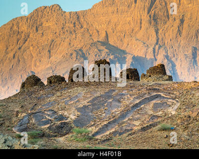 5000 Jahre alten Bienenstock Gräber, archäologische Stätte von Al-Ayn, UNESCO-Weltkulturerbe, Jebel Misht Bergkette Stockfoto