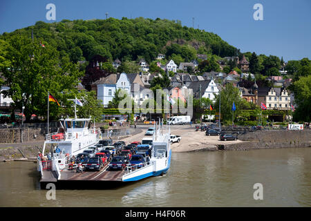 Fähre, Rhein promenade, Linz am Rhein, Rheinland, Rheinland-Pfalz Stockfoto