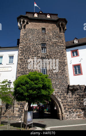 Rheintor Tor, erbaut im Jahr 1329 Linz bin Rhein, Rheinland, Rheinland-Pfalz Stockfoto