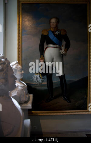 Gemälde des russischen Kaisers Alexander 1, angezeigt in das Haus-Museum von Peter 1 in Kadriorg Park, Tallinn, Estland. Stockfoto