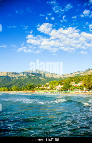 Psili Ammos Strand, Insel Thassos, Griechenland. Es bekannt als Goldstrand. Es liegt zwischen Skala Panagia und Skala Potamia. Stockfoto