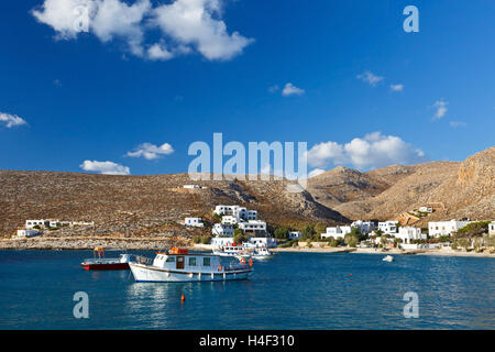 Karavostasis Dorf auf Folegandros Inseln in den frühen Morgenstunden. Stockfoto