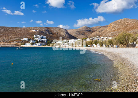 Karavostasis Dorf auf Folegandros Inseln in den frühen Morgenstunden. Stockfoto