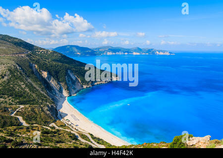 Ansicht von Myrtos Strand auf Kefalonia Island, Griechenland Stockfoto