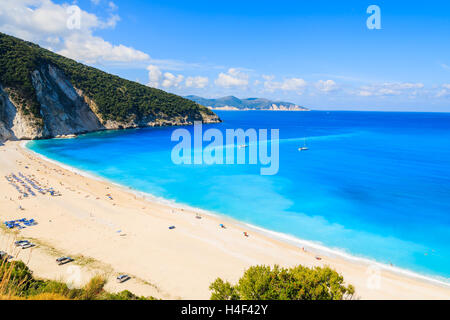 Blick auf schöne Myrtos Bucht und Strand auf der Insel Kefalonia, Griechenland Stockfoto