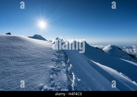 Am Liskamm Traverse, Monte Rosa Massiv Berge, Alpen, Europa, Italien, EU Stockfoto