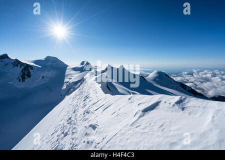 Am Liskamm Traverse, Monte Rosa Massiv Berge, Alpen, Europa, Italien, EU Stockfoto