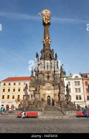 Dreifaltigkeitssäule auf dem Hauptplatz des alten Stadt Olomouc.The Magnum Opus des Europäischen Barocks enthalten UNESCO. Stockfoto