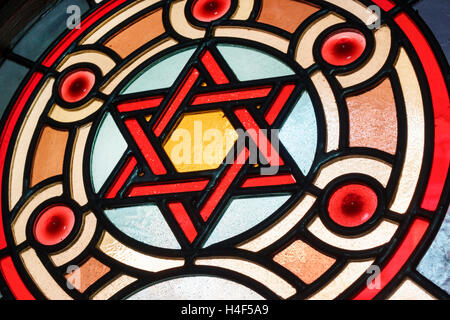 New York City, NY NYC Lower Manhattan, Chinatown, Eldridge Street Synagogue Museum, 1887, Erfahrung von Einwanderern, Religion, Judentum, Heiligtum, Glasmalerei gewinnen Stockfoto