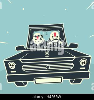 Schneemänner-Cartoon-Vektor-Illustration Stock Vektor