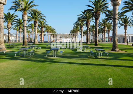 IRVINE, CA - 14. Oktober 2016: Das "Palm Court" Great Park und Arts Building. Das "Palm Court" dient als kulturellen Campus der Parks. Stockfoto