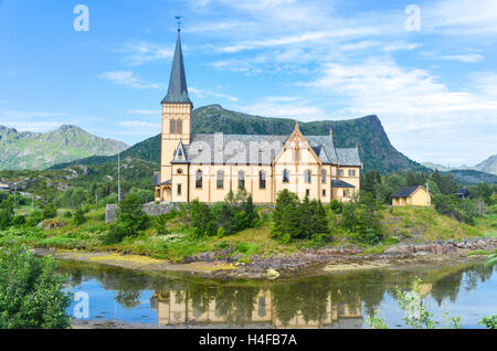 Vågan Kirche - "Lofoten", in der Nähe von Kabelvåg, Svolvær, Lofoten, Norwegen Stockfoto