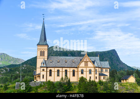 Vågan Kirche - "Lofoten", in der Nähe von Kabelvåg, Svolvær, Lofoten, Norwegen Stockfoto