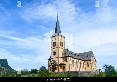 Vågan Kirche - "Lofoten", in der Nähe von Kabelvåg, Svolvær, Lofoten, Norwegen Stockfoto