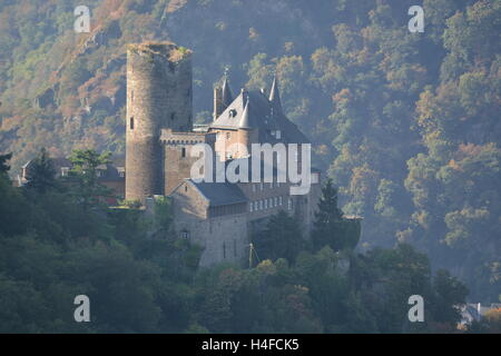 St. Goarshausen, Deutschland - 15. September 2016 - Burg Katz in der Nähe von St. Goarhausen im deutschen Rheintal Stockfoto