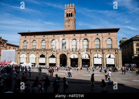 Der Palazzo del Podestà ist eine bürgerliche Gebäude in Piazza Maggiore Platz, Bologna, Italien, Europa Stockfoto