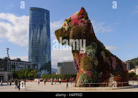 Bedeckt in Blumen Hund, 1992, Museum in Bilbao, Baskenland, Spanien, Bizkaia, Spanien, Nordeuropa Stockfoto