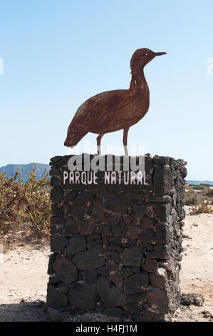 Fuerteventura: das Zeichen des Sand Dunes National Park in der Form eines Vogels Stockfoto