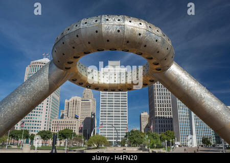 DODGE-BRUNNEN HART PLAZA (© ISAMU NOGUCHI 1978) DOWNTOWN DETROIT MICHIGAN/USA Stockfoto