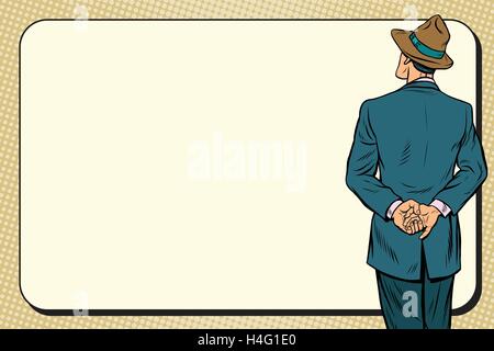 Retro-Mann wieder in der Nähe der Plakatwand Stock Vektor