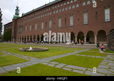 Berühmt als Heimat der jährlichen Friedens-Nobelpreis-Bankett, das Rathaus von Stockholm ist eine der meistbesuchten Sehenswürdigkeiten Schwedens. Stockfoto