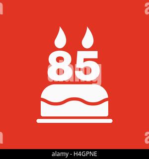 Die Geburtstagstorte mit Kerzen in Form von Nummer 85-Symbol. Geburtstag-Symbol. Wohnung Stock Vektor