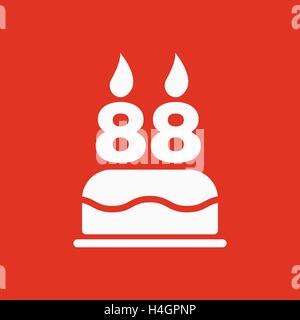 Die Geburtstagstorte mit Kerzen in Form von Nummer 88-Symbol. Geburtstag-Symbol. Wohnung Stock Vektor