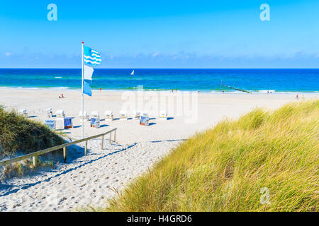 Eingang zum Sandstrand in Kampen auf Sylt Insel, Deutschland Stockfoto