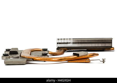 Kühlsystem der Computerprozessor, isoliert auf weißem Hintergrund Stockfoto