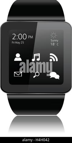 Smart Uhr mit apps icons Stock Vektor