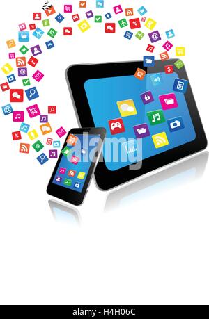 Tablet-PC und Smartphone-Apps Stock Vektor