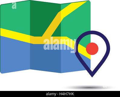 Stadtplan Symbol ein 3D-Design Pin EPS 10 unterstützt. Stock Vektor