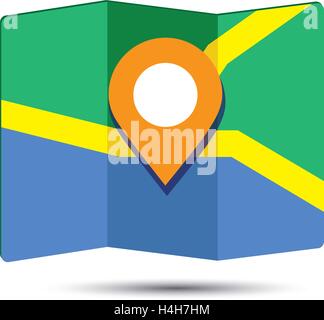 Stadtplan Symbol ein 3D-Design Pin EPS 10 unterstützt. Stock Vektor