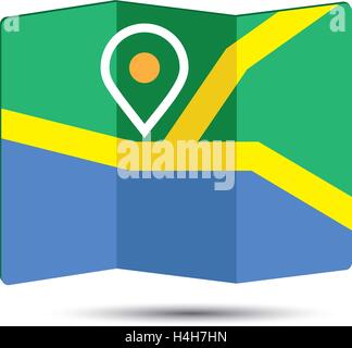 Stadtplan Symbol ein 3D-Design Pin EPS 10 unterstützt. Stock Vektor