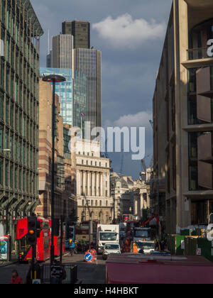 Royal Exchange und die Bank of England in der City of London Stockfoto