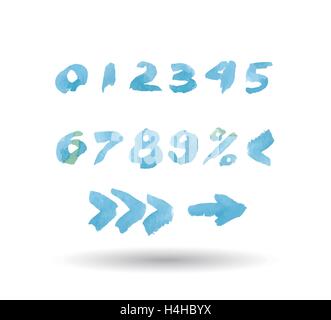 Mathematik Aquarell Tintensatz Zahlen Stock Vektor