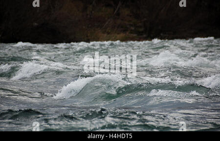 Fluss Sava, übersichtliche und schnelle Wasser mit Stromschnellen und Wellen drauf Stockfoto