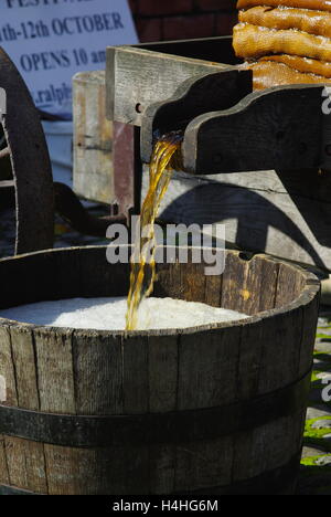 Apfelwein-Pressen-Demonstration, Stockfoto