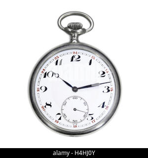 Alte Schweizer Pocket watch isolierten auf weißen Hintergrund Stockfoto