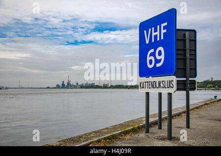 Navigation-Zeiger-Pier auf der Schelde in Antwerpen Stockfoto