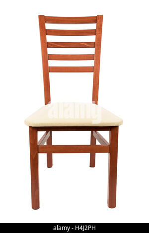 Holzstuhl isoliert auf weißem Hintergrund mit Beschneidungspfad Stockfoto