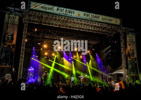 Snoop Dogg führt auf RIOT Fest am Sonntag, 30. August 2015, im nationalen Western Complex in Denver, Colorado. Stockfoto