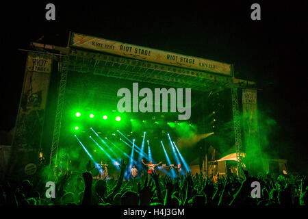 Snoop Dogg führt auf RIOT Fest am Sonntag, 30. August 2015, im nationalen Western Complex in Denver, Colorado. Stockfoto